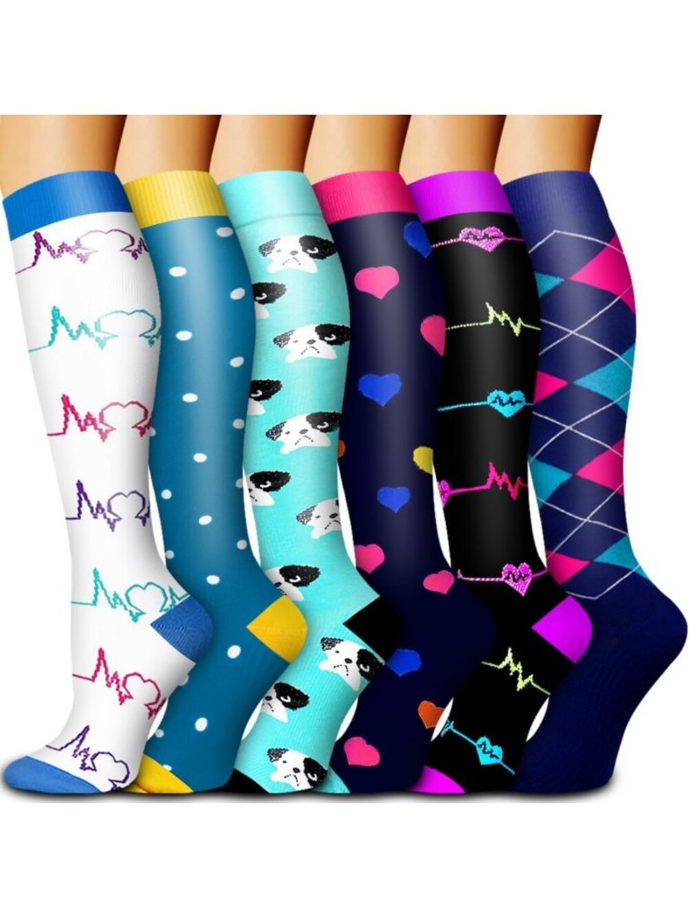 6 Pack Copper Compression Socks for Men & Women - Best Support for Running